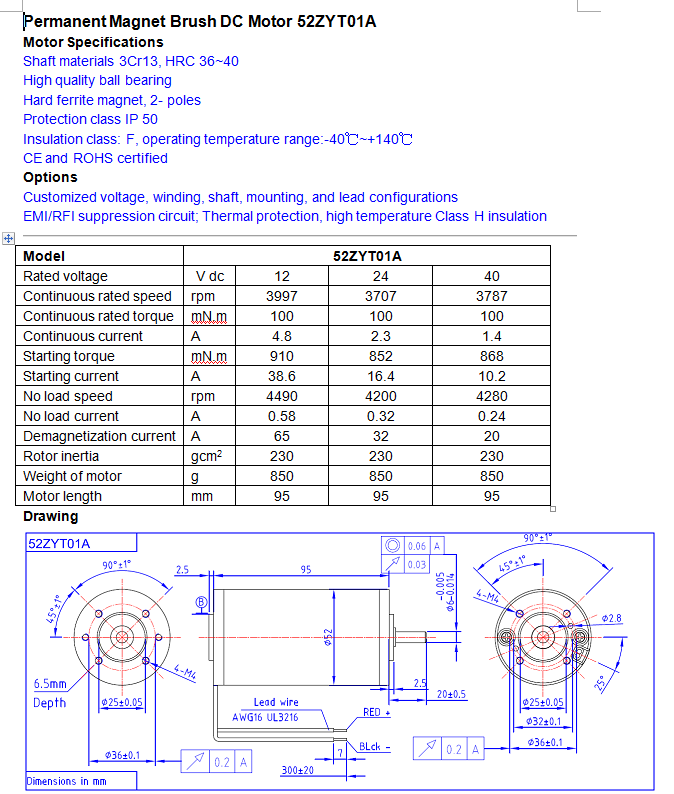Electrical 12v Brushed Dc Motor High Performance IE 1 Efficiency CE