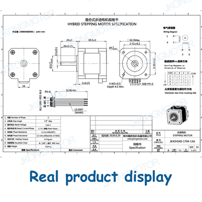 2 Phase 1.8 Degree Bipolar 42Ncm 60oz.In 40mm Body 4-Lead Nema 17 Stepper Motor For 3D Printers