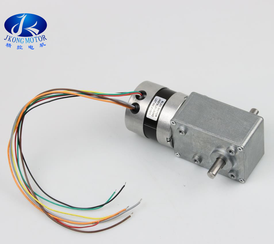 4 Pole 2 57mm 24V 2500rpm Brushless Dc Electric Motor With Worm Gear Reducer